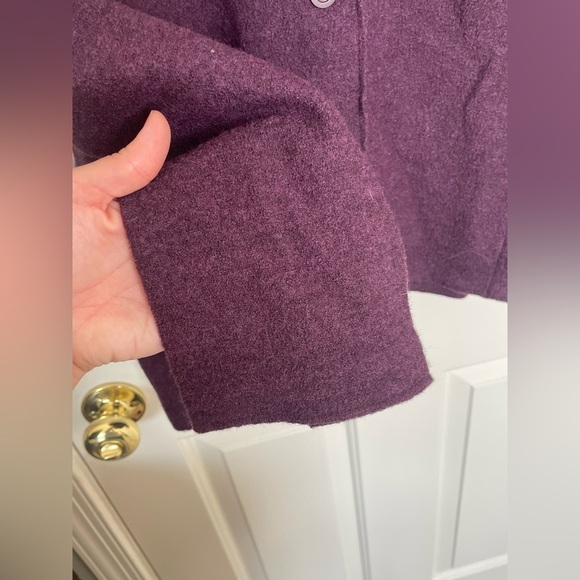Eileen Fisher plum lightweight boiled wool notch collar jacket | L - Picture 3 of 14